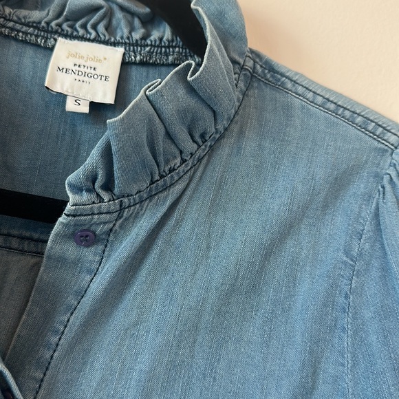 Tops - Ruffled Denim Shirt by Jolie Jolie